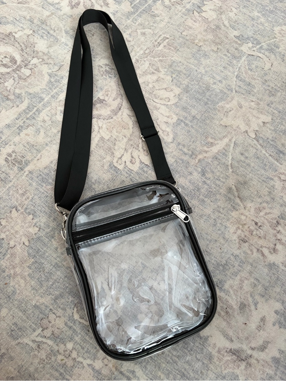 Clear Black-Trim Crossbody Handbag